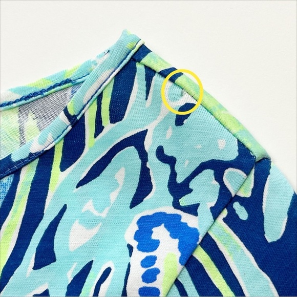 Lilly‎ Pulitzer Marlowe Dress Medium Indigo Blue Sunset Paisley t-shirt knit - Picture 7 of 11
